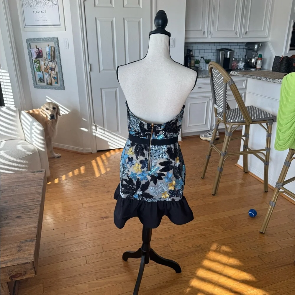 Floral Lace Dress with Ruffle Hem - Picture 2 of 4